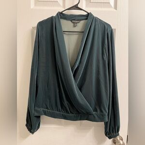 Banana Republic wrap green velvet dress top, medium